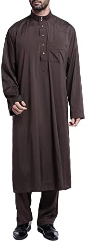 BMISEGM muške haljine košulje muške ležerne muslimanske arapske srednje čvrste ovratnike u boji dugih rukava