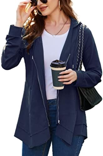 Zeagoo ženski zip up hoodie jakna s patentnim zatvaračem s kapuljačom s kapuljačom plus tunika duge lagane kapuljače s džepovima