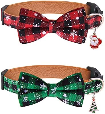 Božićni pseći ovratnik s podesivom kravatom za pramcu, 2 pakiranja crveno zelenih ogrlica za kućne ljubimce za male srednje velike