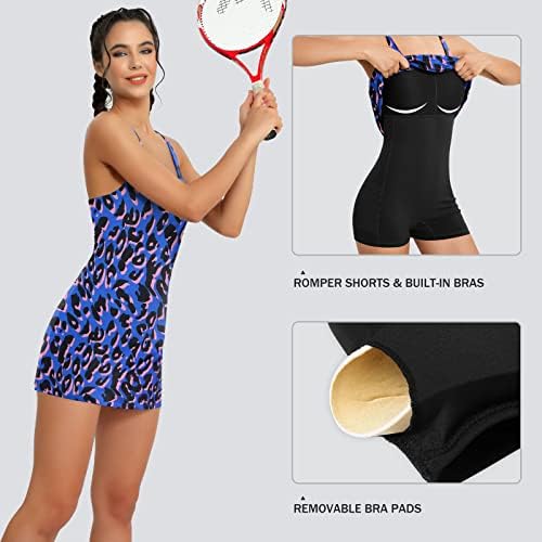 Loukeith Ženska teniska haljina s ugrađenim u kratkim hlačama i grudnjakom vježbanje atletske haljine bez rukava s džepovima