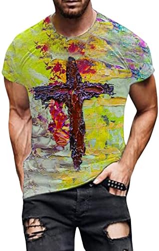 XXBR muški vojnik majice s kratkim rukavima, 2022. Summer Faith Isus Cross Print Slim Fit Athletic Mišil Majice Majice