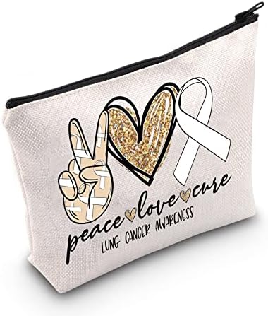 Levlo Svjesnost o raku pluća kozmetička make up torbe za rak pluća preživjeli poklon darova raka pluća vrpca make up up vrećica s patentnim