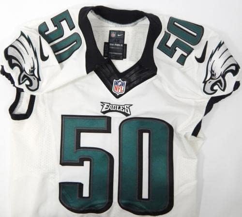 2014. Philadelphia Eagles Alex McCalister 50 Igra Upotrijebljena White Jersey 42 DP29208 - Nepotpisana NFL igra korištena dresova