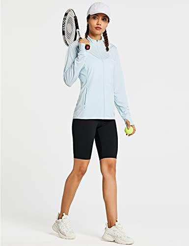 Zuty ženske košulje dugih rukava UPF 50+ Zaštita od sunca puna jakna s patentnim zatvaračem UV lagana planinarska vanjska golf patentnih