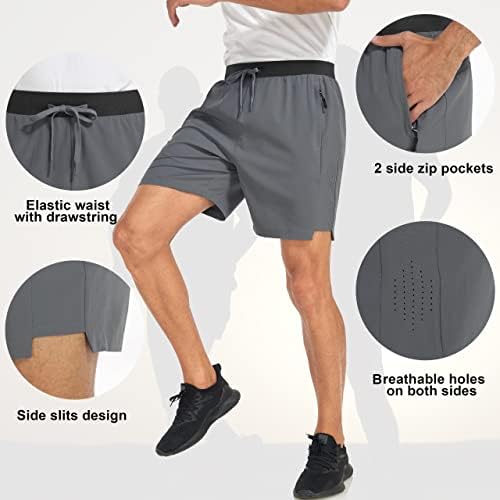 Junglewind muški atletski trčanje kratke hlače od 7 inča brzih suhih laganih kratkih hlača za sportsku teretanu sa džepovima s patentnim
