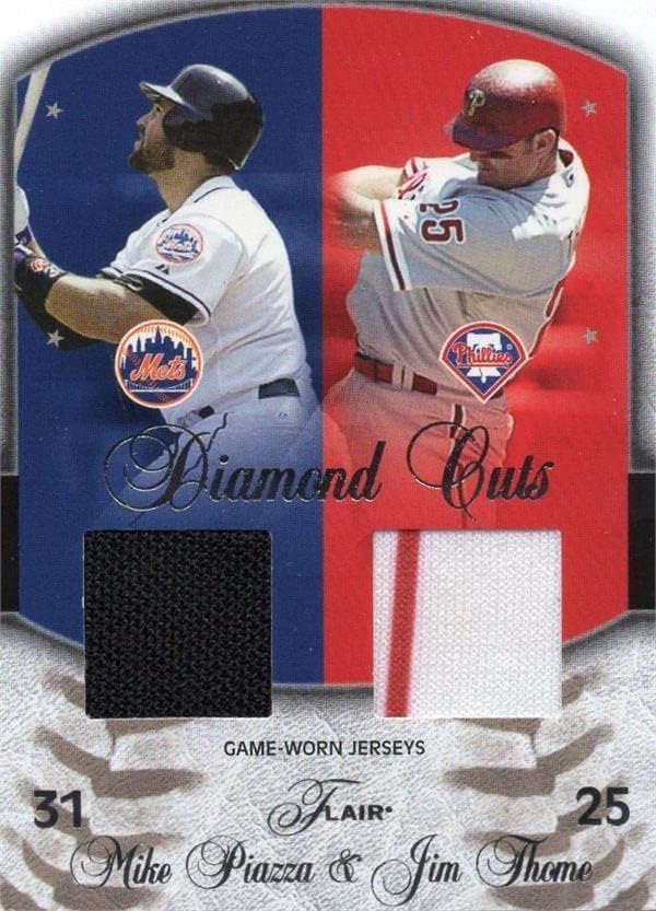 Mike Piazza & Jim Thome igrač bejzbol kartice nosio je Jersey Patch 2005 Fleer Flaind Diamond Cuts DCmpjt le 25/99 - MLB igra korištena