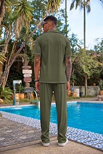 Coofandy muški 2 -komadni odjeća ležerna gumba kratkih rukava Down Shoot Beach ljeto labavi hlače setovi