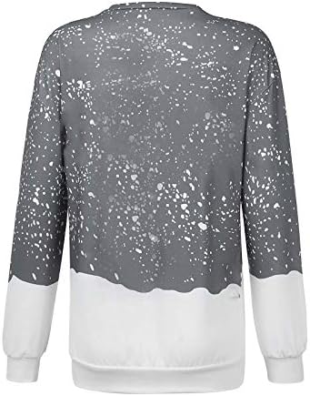 Plus veličina žena vezana za bojenje boje za božićnu snježnu pahuljicu pulover vrh casual crewneck majice s dugim rukavima labava bluza
