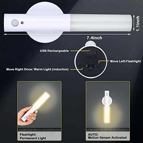 LED noćno svjetlo sa senzorom pokreta magnetska zidna svjetiljka 2 kom. punjiva bljeskalica bežična sigurna stubišta unutarnja zidna