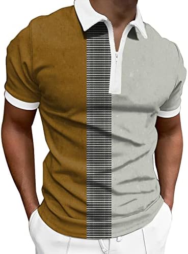 XXBR Ljetne polo majice za muške, 2022. Novi muški patentni zatvarač vrata kratkih rukava Golf Tops Tops Blok Patchwork casual košulja
