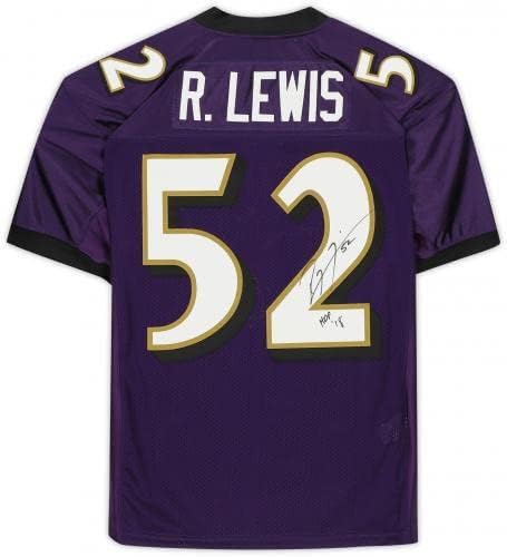 Uokvireni Ray Lewis Baltimore Ravens Autografirani Purple Mitchell & Ness Autentični dres s natpisom Hof 18 - Autografirani NFL dresovi