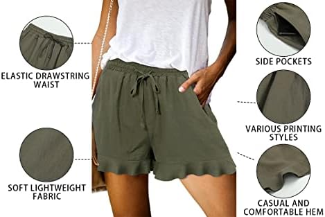 Samo ženske casual kratke hlače elastični struk ruffle ruffle hem ljetne kratke hlače udobne džepne hlače