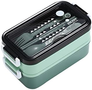 AVZXXKUF BENTO BUNKE BOX za odrasle osobe, Bouble sloj kutija za ručak, bez istjecanja za obrok za pripremu posuđa za pripremu mikrovalne
