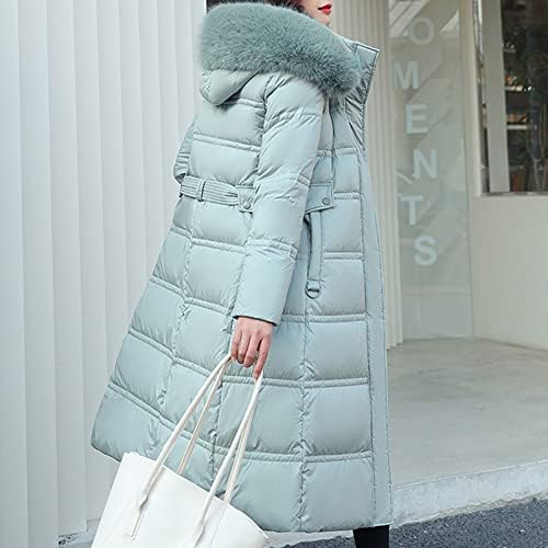 Dolje jakna za žene zima zgusne duge kapute podstavljene prekrivene prekrivene odjeće vitke tople puffer parka jakne s krznenom haubom