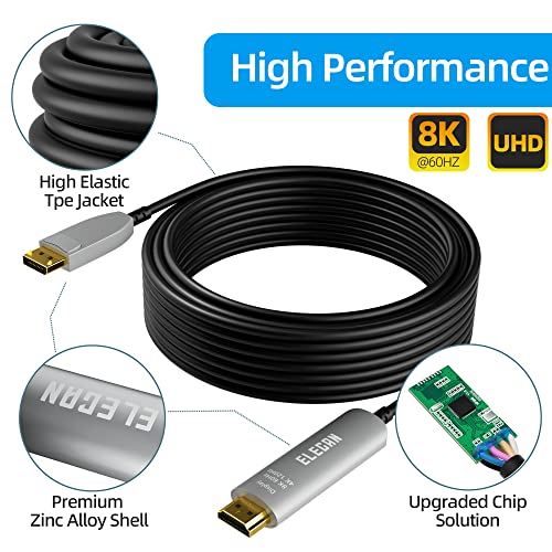 Kabel Elecan 8K Fiber Optic Displayport to HDMI dužine 75 metara, 8K @ 60 Hz, 4K @ 120 Hz, kućište od цинкового legure i aktivni optički