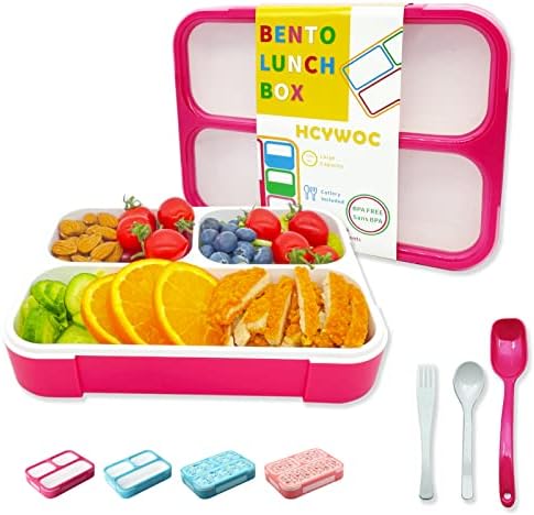 Hcywoc Bento kutija za ručak za djecu, bento kutija bez BPA za djecu, propuštanje 3 odjeljka Bento Box Box Box Box za ručak, kutija