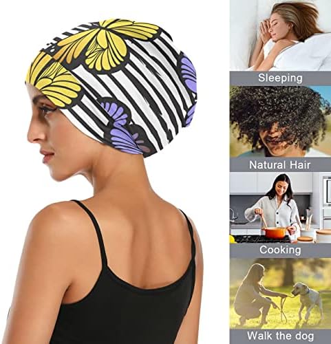 Žene modno beanie lubanje kapica šešir poklopac kose, slatki crtani leptiri elastična glava za glavu noć za spavanje radne kape