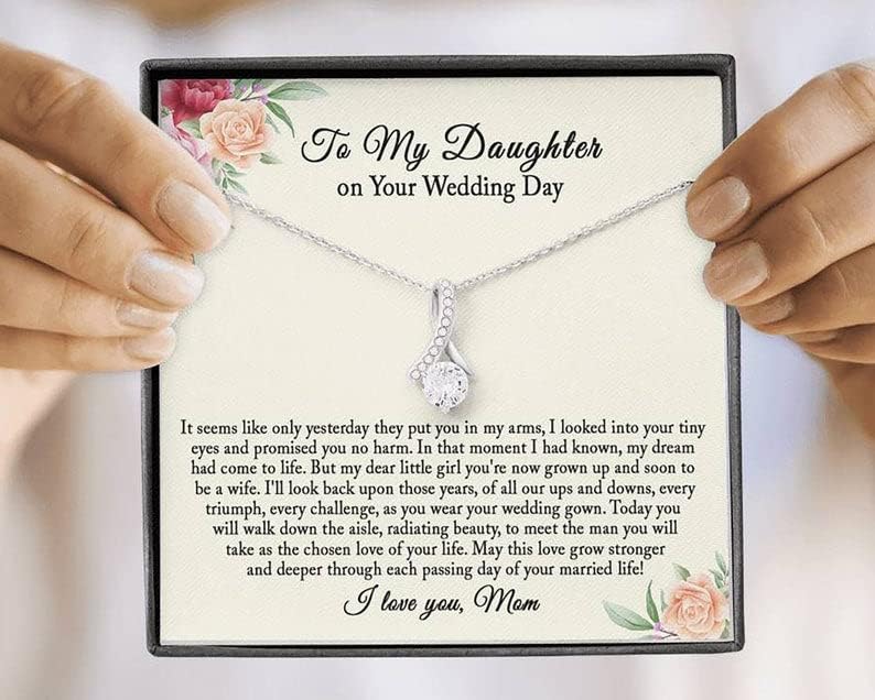 Kartica s porukama, ručno izrađena ogrlica - Personalizirani poklon vjenčani poklon za mladenku od mame, poklon mladenke od mame, kći
