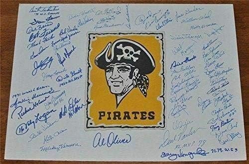 Pirates Hall of Famers & Stars Autografirani/potpisani plakat logotipa 60+ Sigs JSA 56394 - Autografirane MLB fotografije