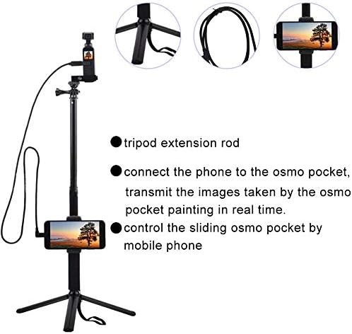 Gimbal Selfie Stick za OSMO, prijenosni ekstenzijski selfie držač stajališta za DJI Osmo Pocket kameru s nosačem telefona i setom kabela