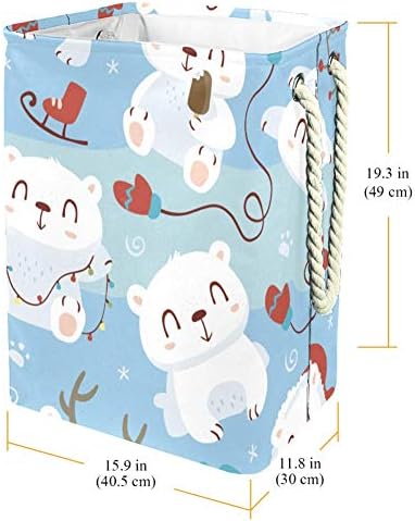 Vektorski crtani stil slatka košara za rublje polarnog medvjeda Vodootporna kvadratna sklopiva košara za pohranu od oksfordske tkanine