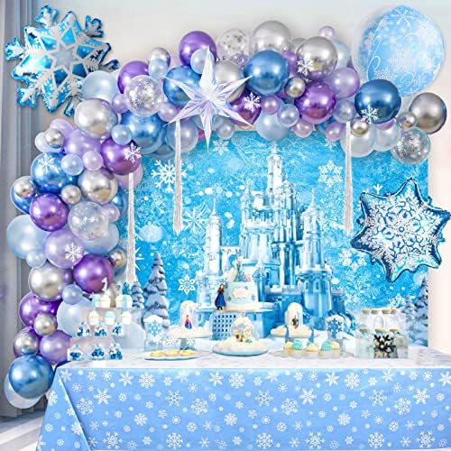 123pcs smrznuti rođendanski pribor dekor smrznuti balon vijenac luk set s pozadinom Zemlje čudesa pahuljica stolnjak Folija konfeti