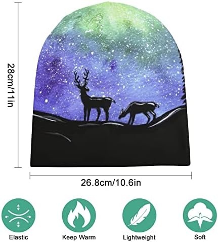 Akvarel jelena noć unisex beanie šešir toplo lubanje kapica za pulover za spavanje ležerna jedna veličina