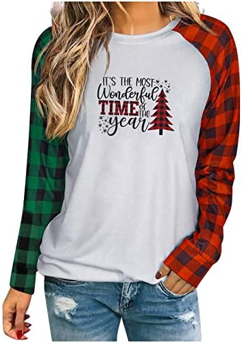 Božićne košulje za žene crveno zelena dukserica dugih rukava smiješno božićno drvce majice bluza
