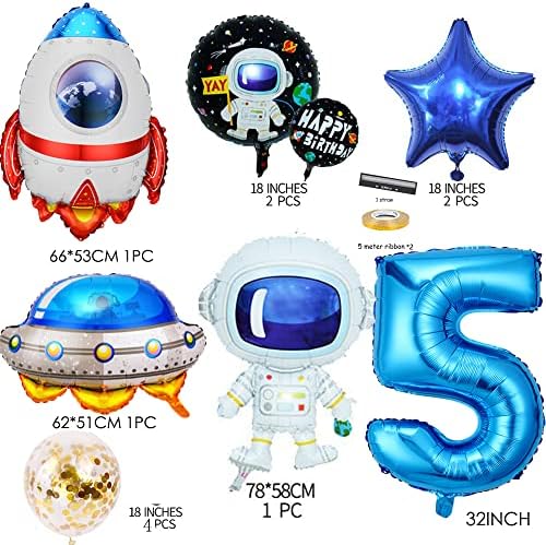 Tennychaor 12pcs astronaut za balon za 5. rođendan, Spaceman Rocket Universe planeti za dekoracije za zabavu za 5. rođendan, vanjski