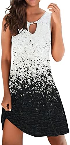 SNKSDGM Ljetne haljine za žene 2023 Mini haljina bez rukava Boho cvjetni tiskani tenk haljina trendi šuplja labava plaža Sundress