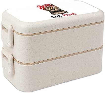 Mačka mama dvostruko slaganje Bento kutija za ručak Moderni bento kontejner sa setom pribor