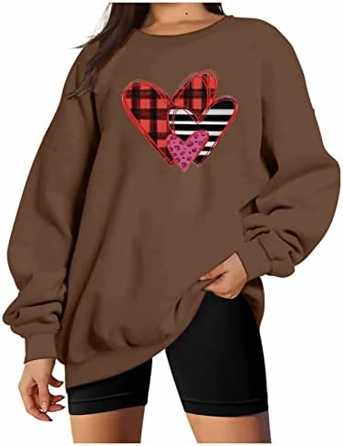Jjhaevdy žene vole srčanu duksericu grafički puloveri ljubavi srce pismo print dukserica Valentine Tops odjeća
