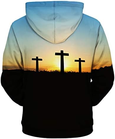 Rtiyyslva 3d kapuljača Muškarci Žene Kršćanske uskrsne majice tiskale su Isusovo raspelo pulovera