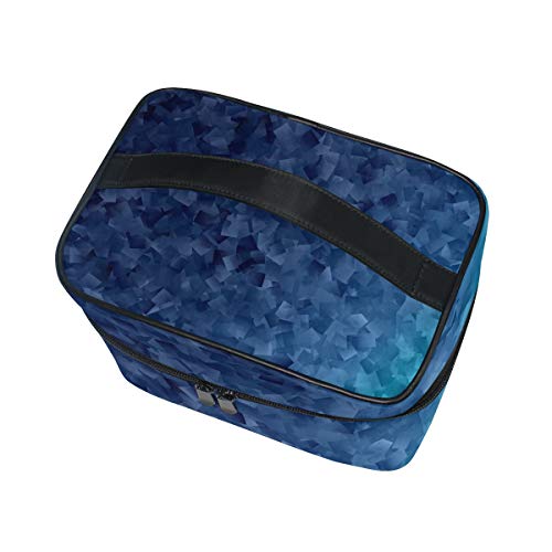Prijenosna plava geometrijska putovanja kozmetička torba šminke za šminku futrola Organizator vlaka toaletna vrećica s velikim kapacitetom