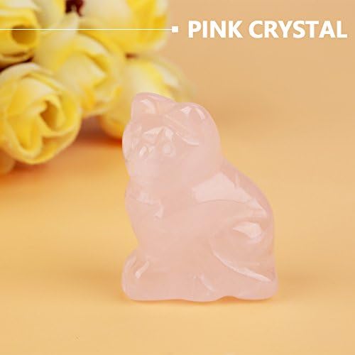 Hztyyier prirodni kristalni ukrasi za dekor za radnu površinu ružičaste ruže kvarcne figurice u obliku mačića