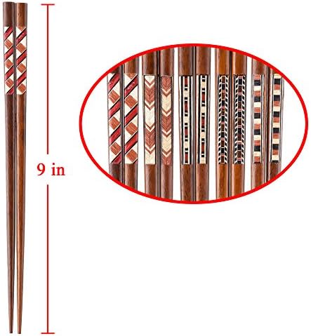 Antner ručno izrađen japanski štapići za višekratnu upotrebu prirodnog drvenog štapića s kutijom, 5 parova poklon set