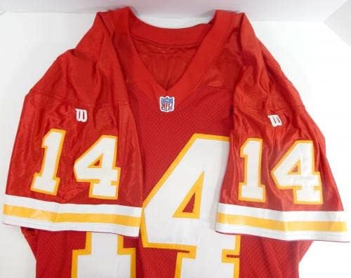 1994. Kansas City Chiefs Matt Blundin 14 Igra izdana Red Jersey NFL 75th P 42 8 - Nepotpisana NFL igra korištena dresova