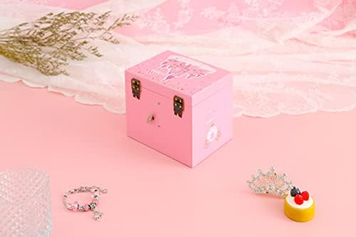 Agitacija Kids Unicorn/dvorac/princeza drvena glazbena kutija za nakit za djevojčice s odgovarajućim setom nakita