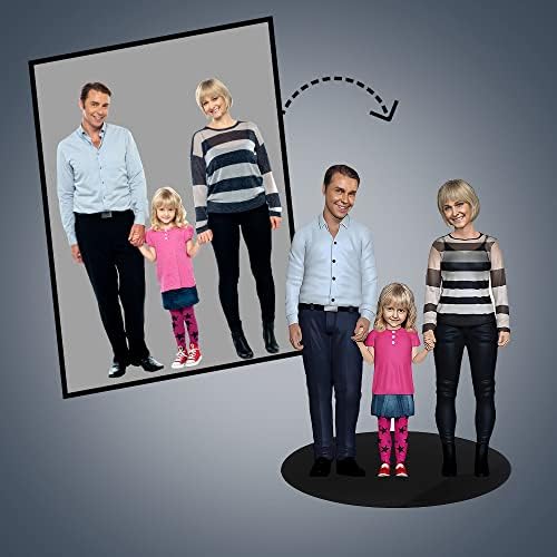 Quirkaboo Personalizirana 3D grupa/obiteljska minijaturna replika s osnovnim postoljem