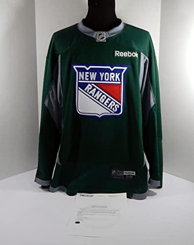 New York Rangers Game koristio je zeleni trening Jersey Reebok NHL 58 DP31312 - Igra korištena NHL dresova