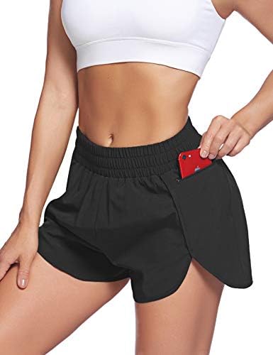 Lalala Womens Workit Shorts s patentnim džepom brzo suhim atletskim kratkim hlačama sportski elastični struk trčanja kratkih hlača
