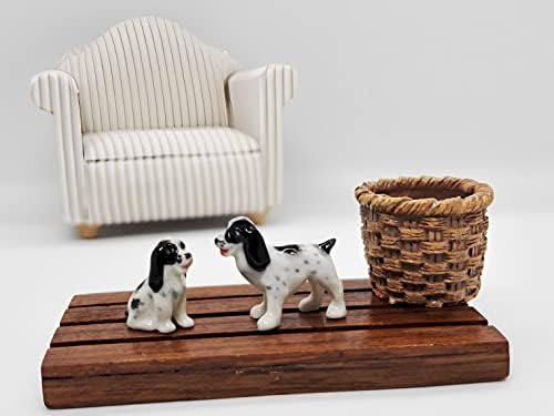 2 Engleski koker španijel psi štenad minijaturni statue životinje keramike figurice keramike