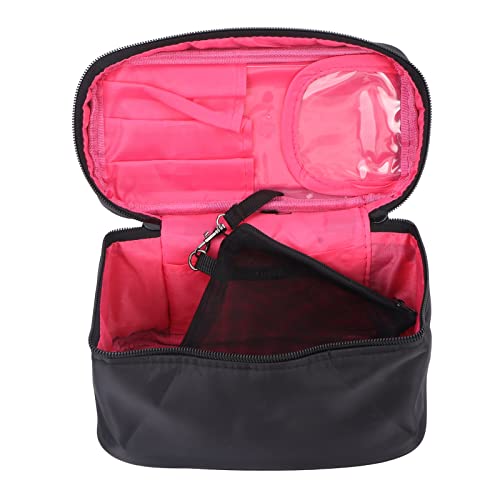 Torba za šminku, višenamjenska ružičasta unutar crne boje izvan velikog kapaciteta prijenosna modna prijenosna najlonska šminka za
