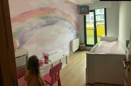 Pozadina za dječju sobu duga zidna slika uklonjiva za djecu Vodootporna pozadina spavaća soba dnevni boravak samoljepljivi inči)