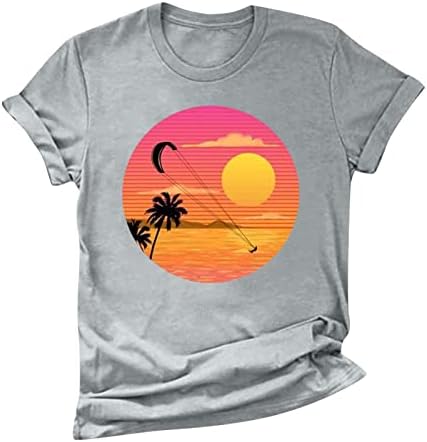 Kokosova plaža vrhovi za žene opuštene bluze bluze casual majice kratkih rukava Majice ljetni havajski odmor majica