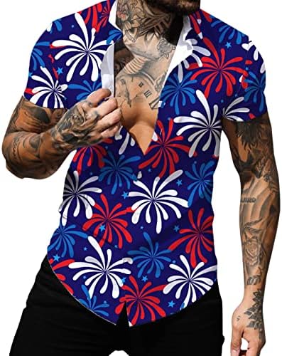 XXBR 4. srpnja Havajske košulje za muške ljetne patriotske američke zastave GOPS PISPOST DOBRO SLUČENE SLUČENE SHIR