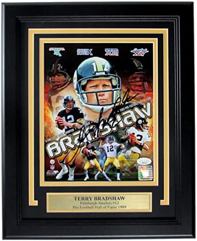 Terry Bradshaw Hof Pittsburgh Steelers Potpisan/Auto 8x10 fotografija uokvirena JSA 163381 - Autografirane NFL fotografije