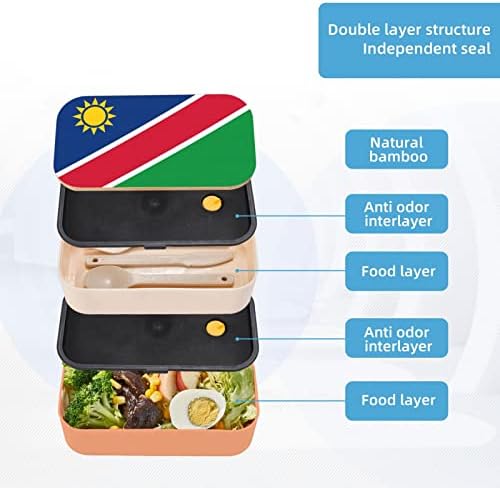 OLYGLO zastava Namibia Double Bento kutija s naramenicama ， Opremljena nožem za jelo, vilicom i žlicom ekološki prihvatljive hrane
