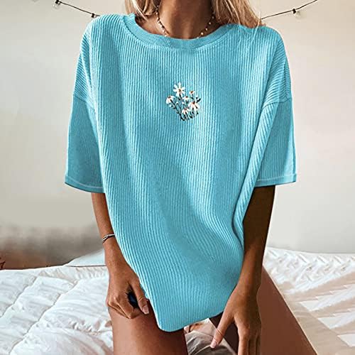 Plus-size ženske ljetne majice bluze ženska tiskana aplikacija kratkih rukava izrez u obliku donjeg dijela boho casual tunika pulover