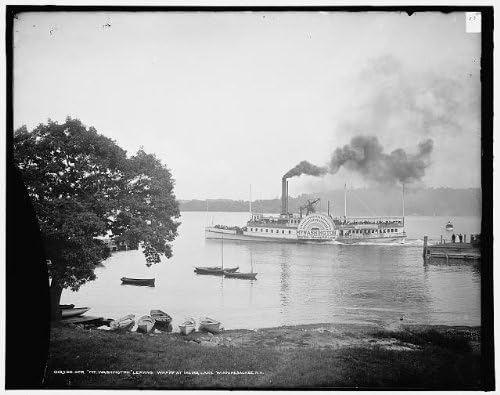 Beskonačne fotografije fotografija: Steamer Mount Washington napuštajući pristanište, čamce, weirs, jezero Winnipesaukee, NH, 1906